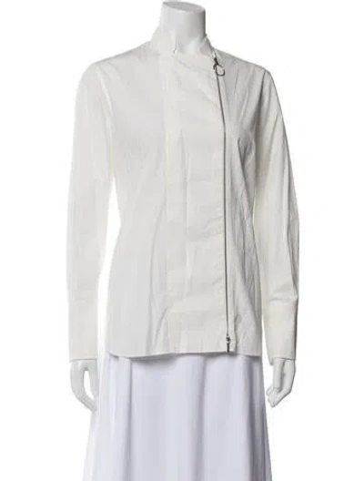 Pre-owned Akris Punto Long Sleeve Blouse In White