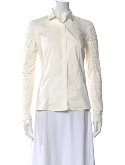 Pre-owned Akris Punto Long Sleeve Blouse In White