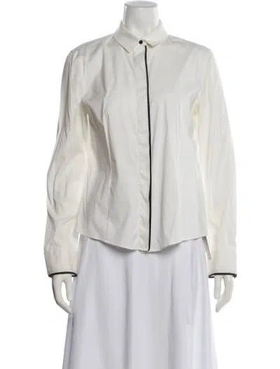 Pre-owned Akris Punto Long Sleeve Blouse In White