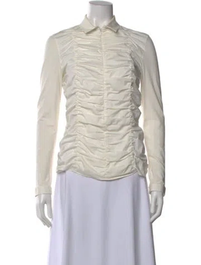 Pre-owned Akris Punto Long Sleeve Blouse In White