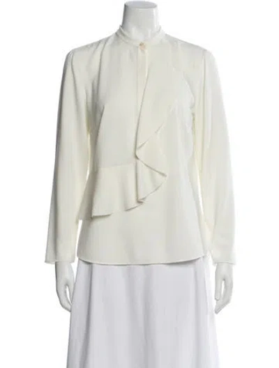 Pre-owned Akris Punto Long Sleeve Blouse In White