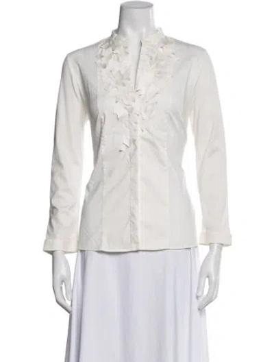 Pre-owned Akris Punto Long Sleeve Blouse In White