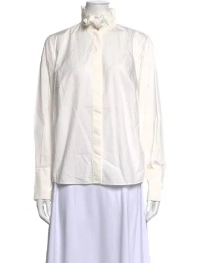 Pre-owned Akris Punto Long Sleeve Blouse In White