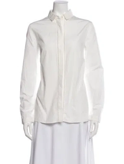 Pre-owned Akris Punto Long Sleeve Button-up Top In White