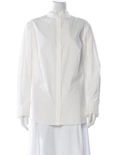 Pre-owned Akris Punto Long Sleeve Button-up Top In White
