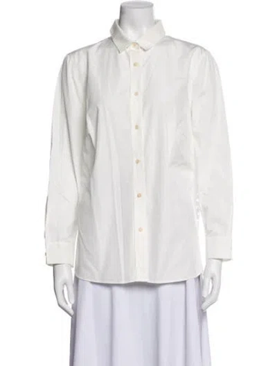 Pre-owned Akris Punto Long Sleeve Button-up Top In White