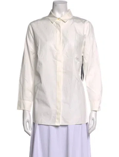 Pre-owned Akris Punto Long Sleeve Button-up Top In White