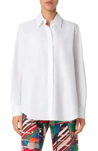 Akris Punto Long Sleeve Cotton Poplin Tunic Top In Cream