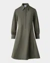 Akris Punto Long-sleeve Heavy Cotton Poplin Mini Shirtdress In Laurel