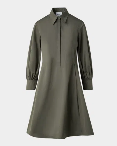 AKRIS PUNTO LONG-SLEEVE HEAVY COTTON POPLIN MINI SHIRTDRESS