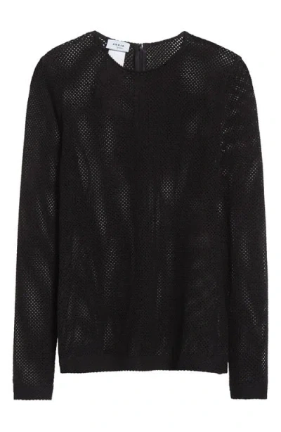 Akris Punto Long Sleeve Sheer Fishnet Top In Black