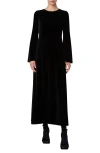 Akris Punto Long Sleeve Soft Techno Velvet Midi Dress In Black