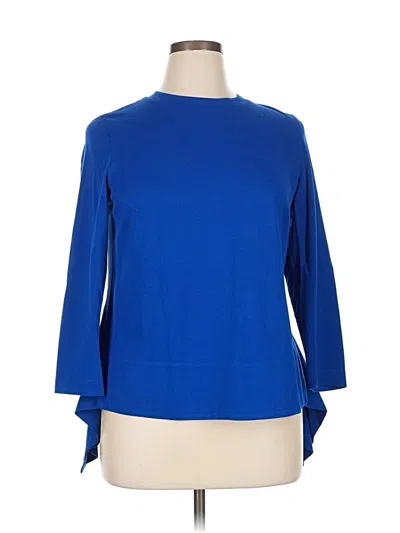Pre-owned Akris Punto Long Sleeve Top Blue Boatneck Tops