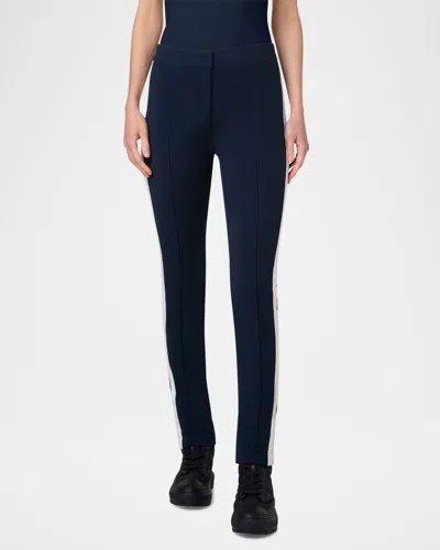 Akris Punto Mara Side-stripe Slim-leg Jersey Pants In Navy