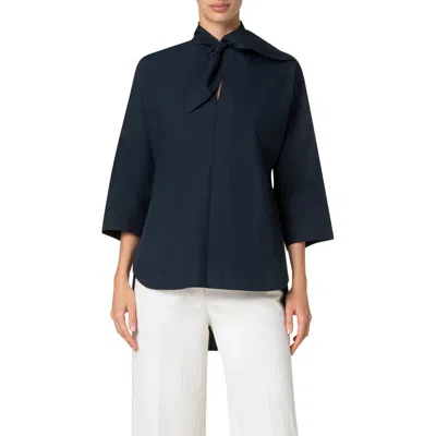 Akris Punto Marine Knot Cotton Tunic Top In Navy