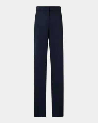 Akris Punto Marla Cool Wool Straight-leg Elastic-waist Pants In Navy