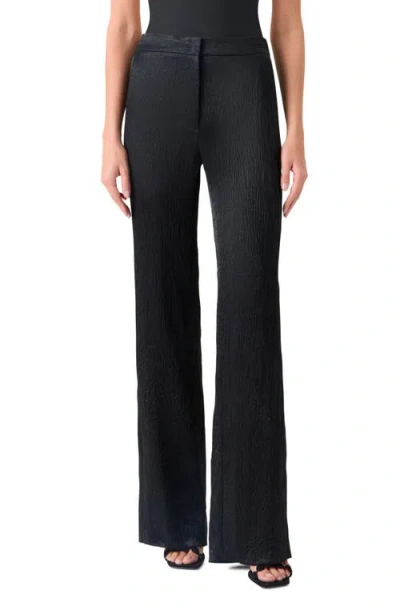 Akris Punto Marla Crinkled Satin Straight Leg Pants In Black