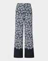 Akris Punto Marla Cropped Floral-print Techno Crepe Pants In Black