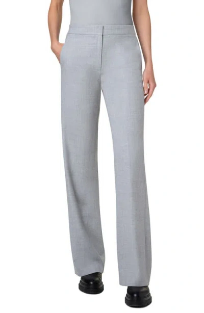 Akris Punto Marla Stretch Wool Flannel Straight Leg Pants In Silver