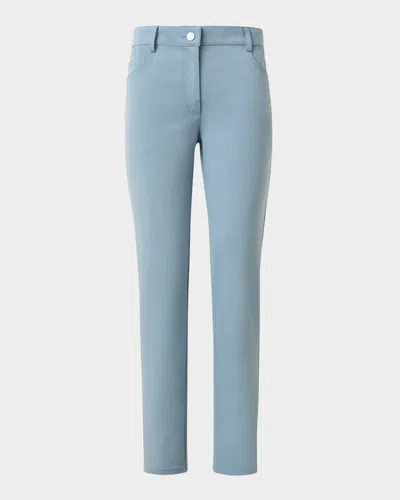 Akris Punto Maru Cotton Denim Stretch Straight-leg Ankle Pants In Sky