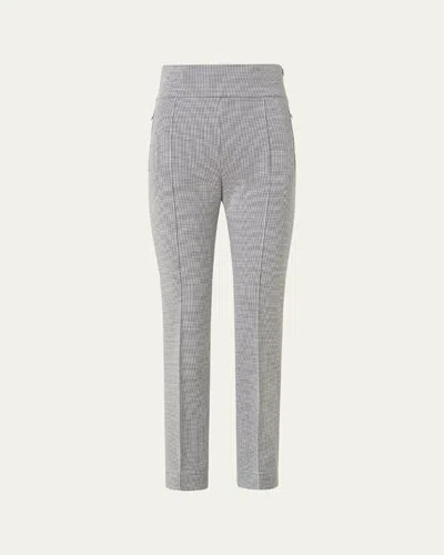 Akris Punto Maxine Micro Houndstooth High Waist Jersey Pants In Cream-black
