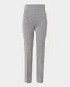 Akris Punto Maxine Micro Houndstooth High Waist Jersey Pants In Cream-black