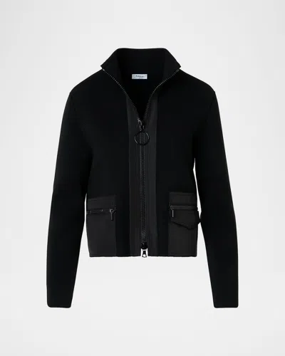 Akris Punto Merino Knit Zip Jacket In Black