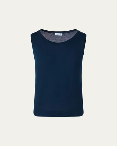 Akris Punto Merino Wool Knit Tank Top In Blue