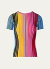 Akris Punto Merino Wool Reverse Rainbow Ribbed Knit Top In Multicolor