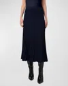 Akris Punto Flared Merino Wool Rib Midi Skirt In Navy