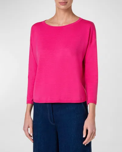 Akris Punto Merino Wool Signature Knit Sweater In Pink