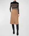 Akris Punto Washed Denim A-line Midi Skirt In Black-caramel