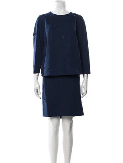 Pre-owned Akris Punto Mesh Accents Skirt Set In Blue