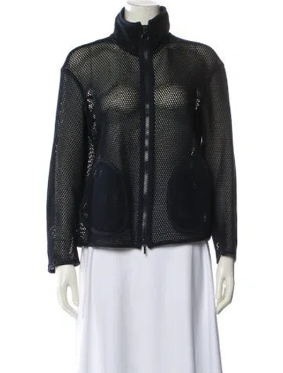 Pre-owned Akris Punto Mesh Printed Jacket In Black