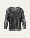 Akris Punto Metallic Dot Long-sleeve Blouse In Black