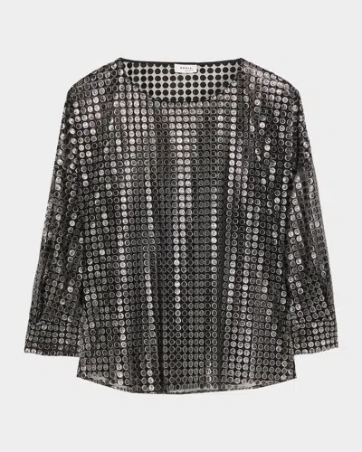 AKRIS PUNTO METALLIC DOT LONG-SLEEVE BLOUSE