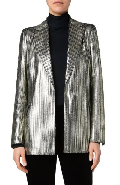 AKRIS PUNTO AKRIS PUNTO METALLIC LAMINATED CORDUROY BLAZER