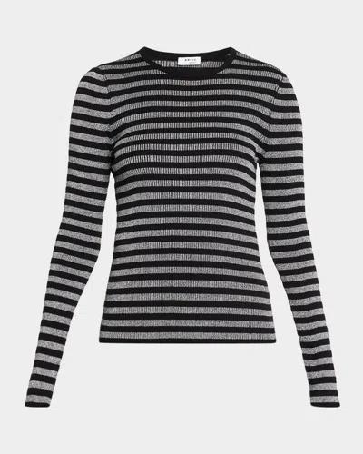 Akris Punto Metallic Striped Rib Knit Sweater In Black