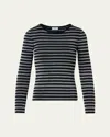 Akris Punto Metallic Striped Rib Knit Sweater In Gray