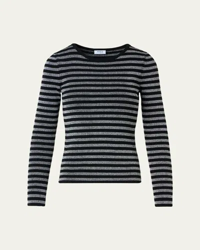 Akris Punto Metallic Striped Rib Knit Sweater In Gray
