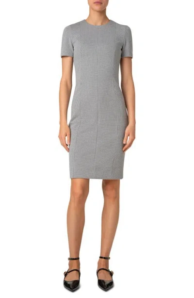 Akris Punto Micro Houndstooth Jersey Sheath Dress In Black-cream