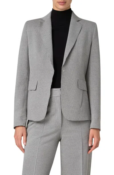 Akris Punto Micro Houndstooth One Button Jacket In Cream/black In Gray