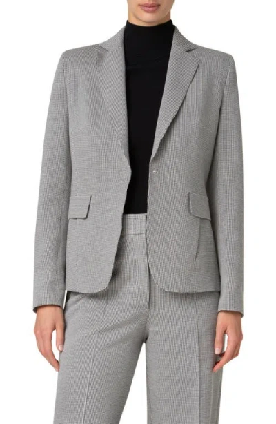 Akris Punto Micro Houndstooth Single Breasted Jersey Blazer In Cream-black