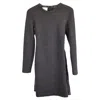 Akris Punto Midi Long-sleeved Plaid Back Print Dress In Grey Wool In Grey