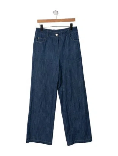 Pre-owned Akris Punto Mid-rise Wide Leg Jeans In Blue