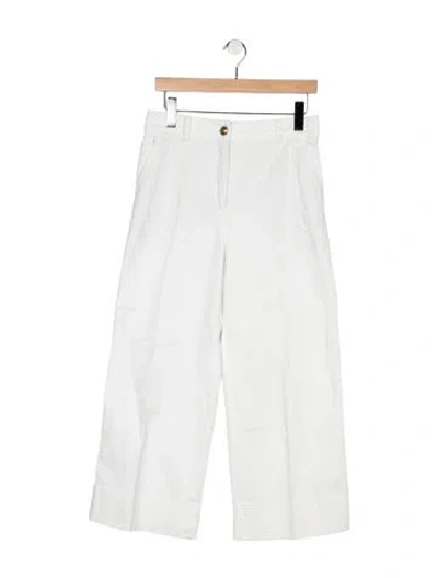 Pre-owned Akris Punto Mid-rise Wide Leg Jeans In White