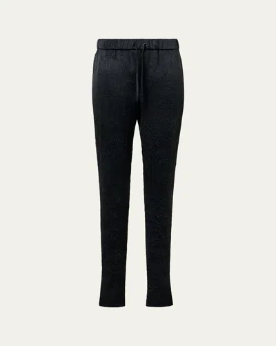 Akris Punto Mike Crinkled Satin Ankle Jogger Pants In Black