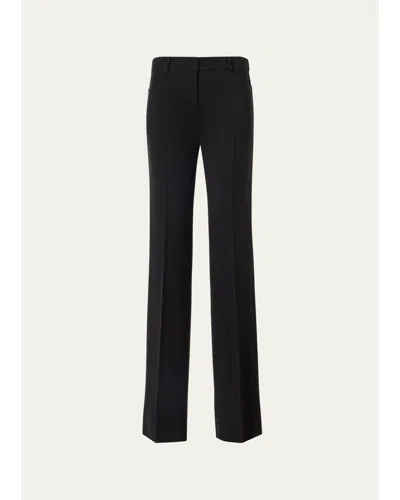 Akris Punto Mikka Wool Tricotine Straight-leg Pants In Black