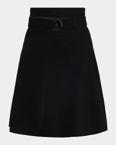 Akris Punto Mila Belted Knit Mini Skirt In Black