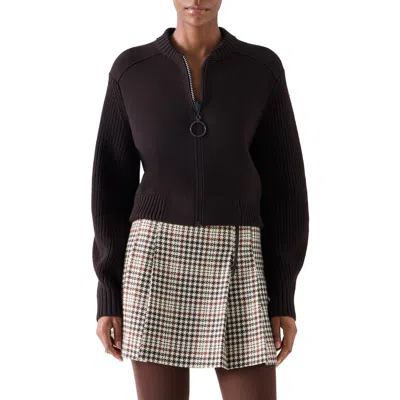 Akris Punto Milano Knit Bomber Cardigan In Black